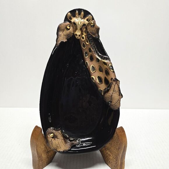 Fired Fantasies Pottery Giraffe Hand Crafted Trinket Dish Vanity Bowl - Picture 2 of 8